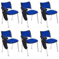 Pack 6 de cadeiras confidente Smart com estrutura epoxy negra e estofado Baly (têxtil) ou pele ecológica com braço pá